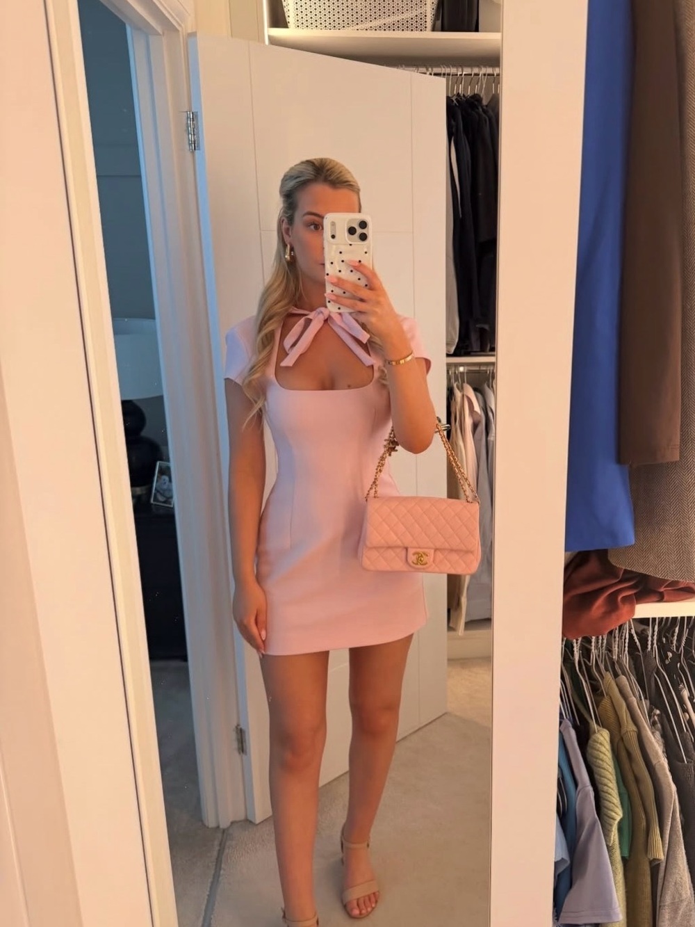 Zara Light Pink Tie-Detail Mini Dress